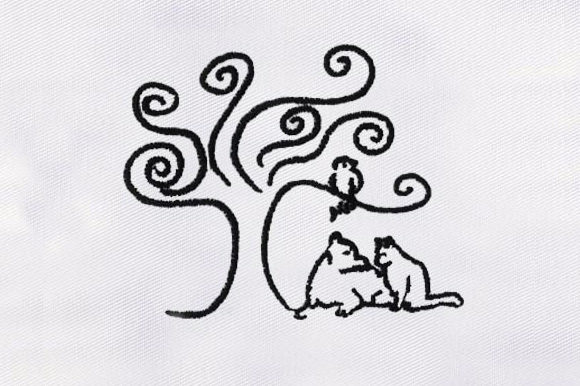 Black White Tree Embroidery Design
