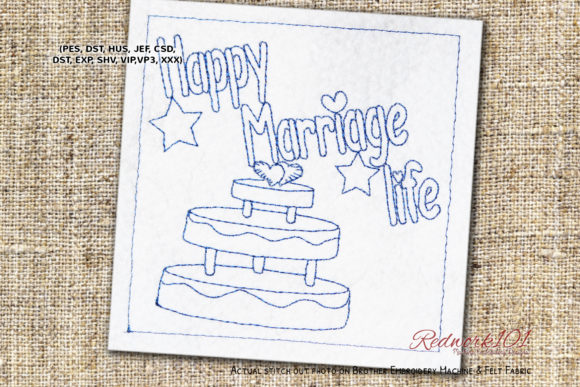 Cake with Happy Marriage Life Redwork: A Designer Review