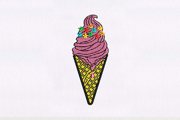 Ice Cream Cone Embroidery Design